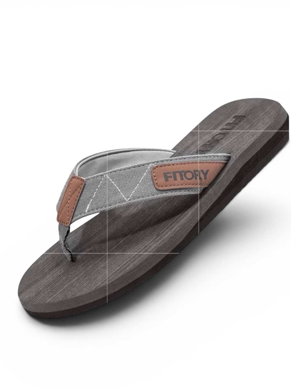 Fitory Men's Gray Tan Flip Flop Sandals NWOT Size Men 8 / Women 10 Arch Cushion